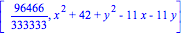 [96466/333333, x^2+42+y^2-11*x-11*y]